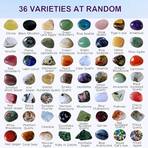 36Pcs Natural Gemstone and Crystals with Acrylic Display Box