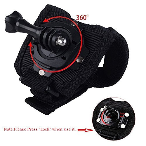 3 in 1 Universal Action Camera Accessories Kit and 360 Degree Rotation Hand Strap Mount Wrist Strap Belt Compatible with Gopro Hero 13 12 11 10 9 8 7 6 5/AKASO EK7000/V50/Brave 7/Dragon Touch Action