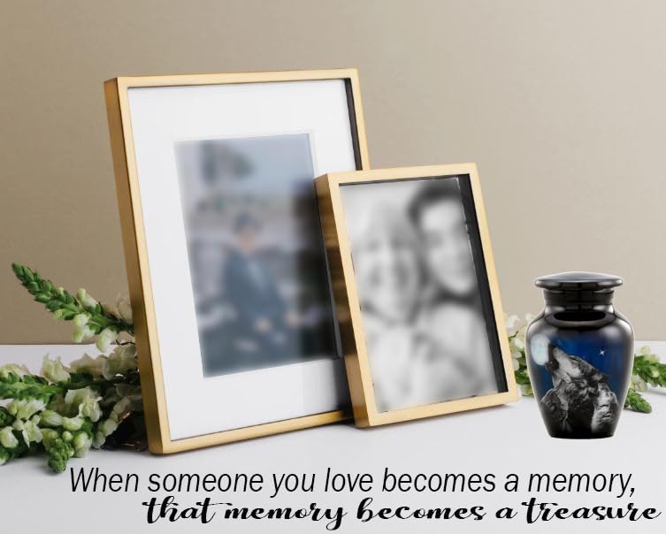 Midnight Wolves Keepsake Urn - 3 Wolves Mini Cremation Urn for Ashes - Wolves Howling at The Moon Sharing Urn - Wolf Urn - Moonlit Wolves Memorial Token Urn with Premium Box & Bag (Keepsake) Mini (Keepsake)
