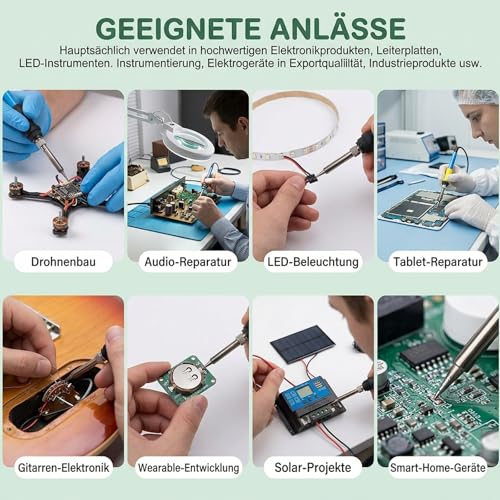 Solder with Flux Set, 100 g, 1 mm Solder and 35 g Rosin Flux, Solder Lead for Electronics Work and Soldering, Practical Soldering Set for Hobby and Professional Use