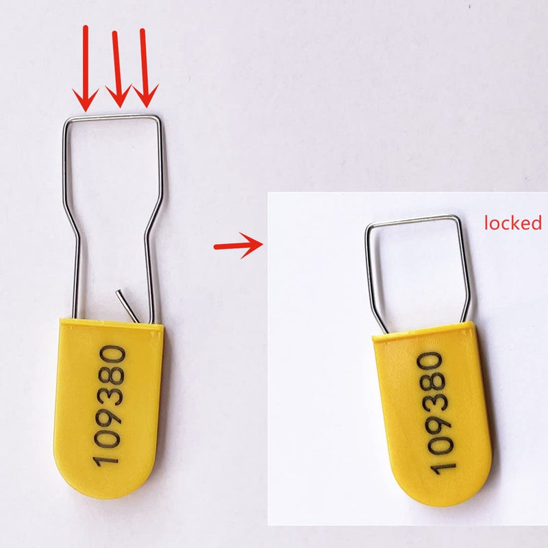 Numbered Plastic Padlocks Security Seals with Metal Wire Tamper Seal Tag Locks Yellow (Pack of 100) 100pcs
