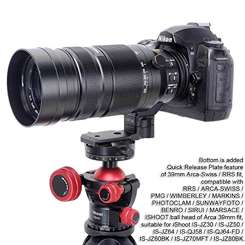 iShoot Lens Collar Replacement Foot Tripod Mount Ring Base Compatible with Panasonic Leica DG Vario-Elmar 100-400mm f/4-6.3 ASPH Power OIS, Lens Support Bracket with Arca Fit Quick Release Plate