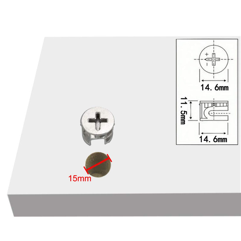 [Australia - AusPower] - uxcell 10 Pcs Furniture Cam Lock Nut Connectors Fittings 15x12mm for Cabinet Drawer Wardrobe Panel Connecting 