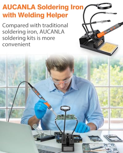 Soldering Iron Set, 100 W High Performance Soldering Iron, Quick Heating, Digital Temperature Display & Precise Control 180°C - 500°C, Portable Soldering Kit with Protective Cap & Automatic Sleep Mode Orange