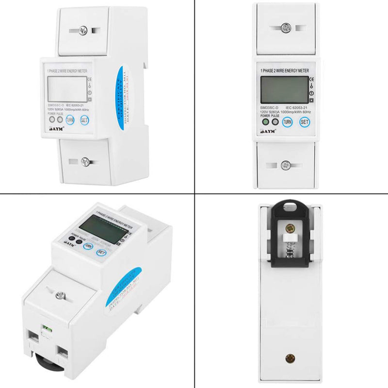 [Australia - AusPower] - BAYM® 5(80) A 120V 60HZ Single Phase Din Rail Digital Modbus Smart Remote KWH Watt Hour Din-Rail Energy Multi-Function Meter LCD with Button 80A 