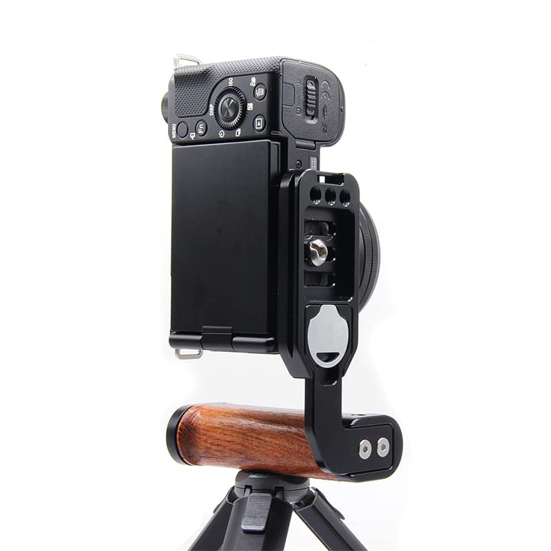 Micro Single Camera Universal Side Handle Vertical Shooting L Plate Bracket with Cold Shoe for Microphone LED Light black
