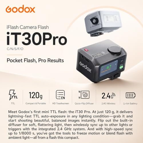 Godox iT30Pro S TTL Mini Camera Flash for Sony ZV-E10 a7IV a7CII a6700 ZV‑1 iT30 Pro S