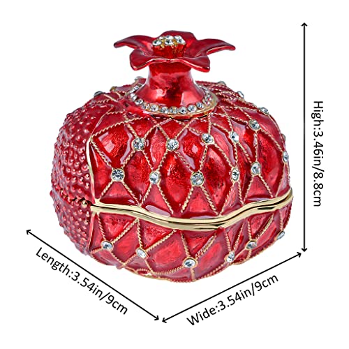 FJ FENGZHIJIE pomegranate trinket box with a 3.5-inch pomegranate fruit figurine, jewelry storage container.