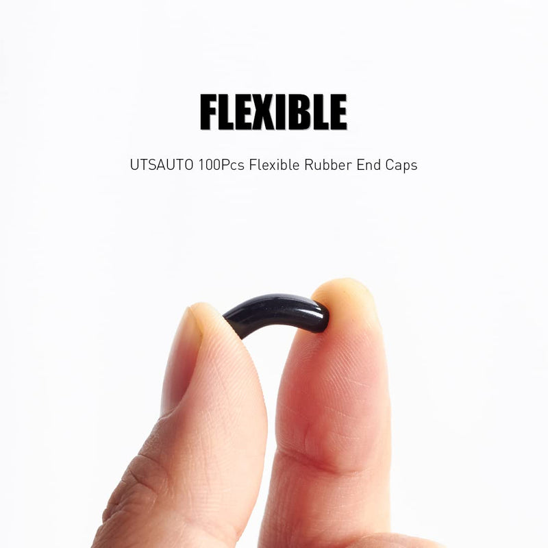 [Australia - AusPower] - UTSAUTO 100Pcs Flexible Rubber End Caps 10 Most Popular Size Round Screw Thread Protectors Black Vinyl Blot Protector Safety Caps Kit for Tube Screw Bolt (2mm,3mm,5mm,6mm,6.5mm,7mm,8mm,9mm,10mm,12mm) 