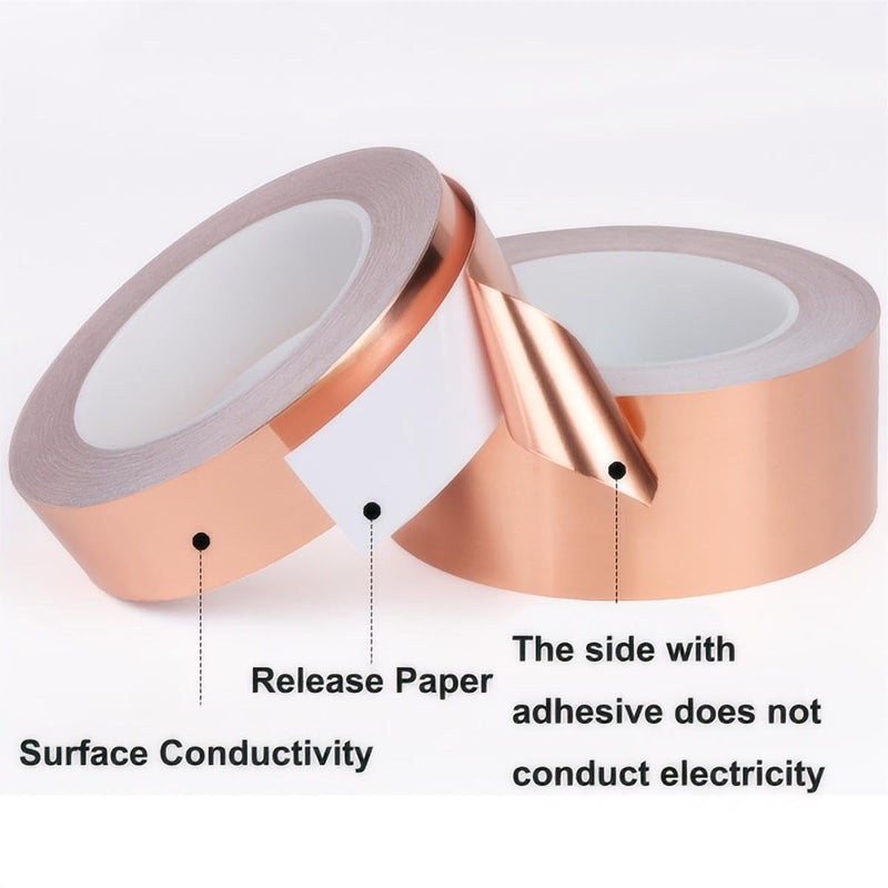 QRITY 1 Pcs Copper Foil Tape with Conductive Adhesive, 10mm*20m, Copper Foil Tape for Induction Cooker, Guitar, Electrical Repairs 10mmx20m