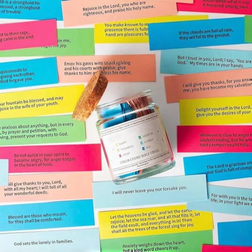 Bible Verses Jar with 90 Inspirational Scripture, Christian Gift for Women, Men, Valentines Gifts for Him, Easter Basket Stuffers, Glass Jar for Prayer and Meditation