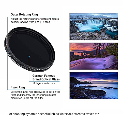 JJC 43mm ND Filter ND2-2000 VND Variable Neutral Density Adjustable Fader