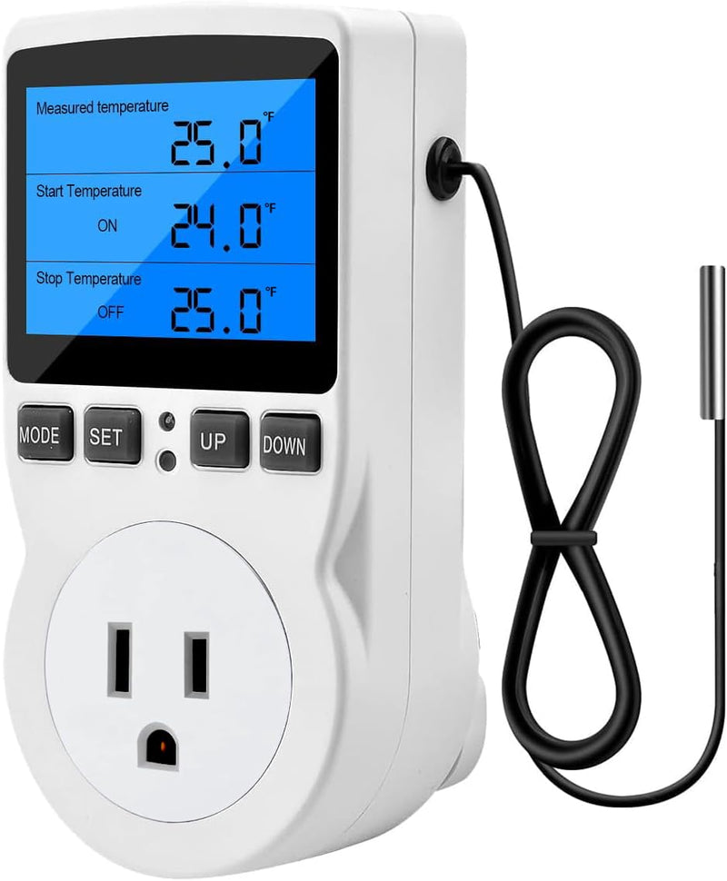 [Australia - AusPower] - Diymore Digital Thermostat Temperature Controller Electric Digital RV Thermostat Heating Cooling Control Mode Timer 1800W 120V 15A Incubator Thermometer Reptile Thermostat Greenhouse Pool Thermometer 
