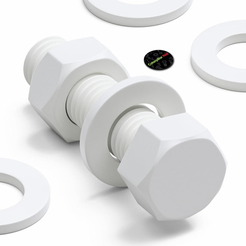 [Australia - AusPower] - 20x White Hexagon Head Screws Polypropylene (PP) Plastic Nuts, Washers, Bolts, Hex Head, M10 x 40mm, Fastener, 3/8 x 1 37/64 