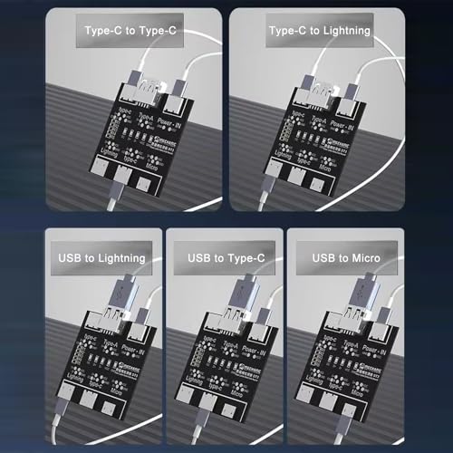 DT3 ON-Off Data Cable Detection Board USB Cable Tester for iOS Android Data Cable Type-C Micro Lightning Data Switching Test Board Tool,Black