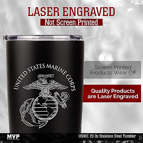 Military Gift Shop Marine Corps 20oz Insulated Tumbler-Double-Walled Stainless Steel Travel Cup-Durable & Leakproof-Disabled Vet Owned Business USMC 20oz Tumbler 20 Ounces