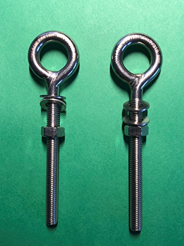 US Stainless 316 stainless steel M8 eye bolt, 8mm x 80mm, marine grade, pack of 2