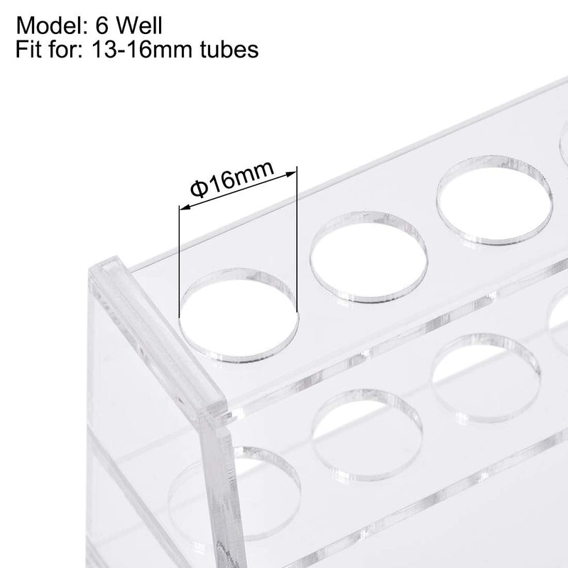 [Australia - AusPower] - uxcell Acrylic Test Tube Holder Rack 6 Wells for 10ml Centrifuge Tubes Clear 1 