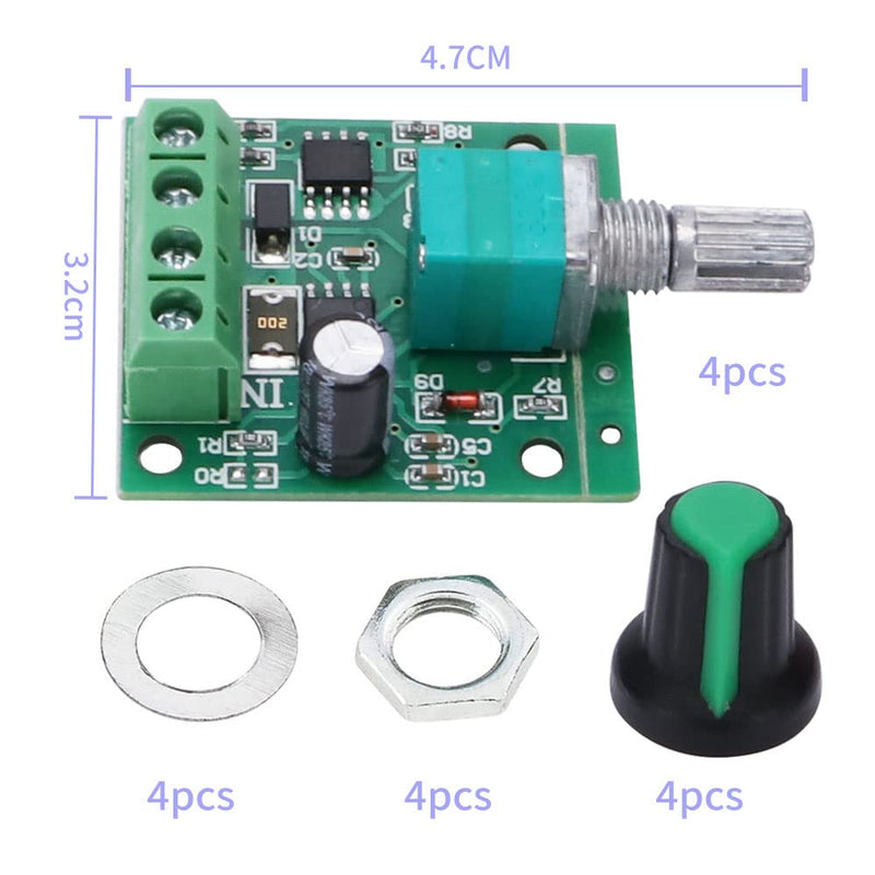 [Australia - AusPower] - VooGenzek 4 Pieces DC 1.8 V 3 V 5 V 6 V 12 V 2 A 30 W PWM Motor Speed Controller, 1803BK 1803B Adjustable Low Voltage DC Motor Speed Controller with Knob 30W 