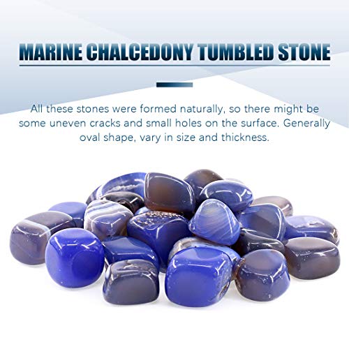 Swpeet 1Pound Marine Agate Bulk Stone Large Gemstone Crushed Pieces 0.75-1"inch Tumbled Stone Chips Crushed Natural Crystal Quartz Perfect for Jewelry Making Home Decoration Blue