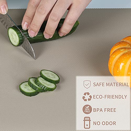 Kitchen Shelf Liner Drawer Liners, Non-Adhesive Refrigerator Liners Waterproof Fridge Mats with Strong Durable Kitchen Cabinets Mat for Drawers, Shelves, Pantry Khaki 23.6"W x 157.5"L