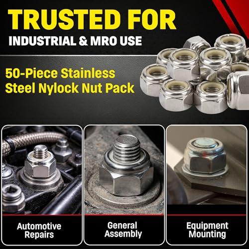 Chenango Supply 3/8-16 Stainless Steel Nylon Insert Lock Nuts 3/8-16 NYLOCK