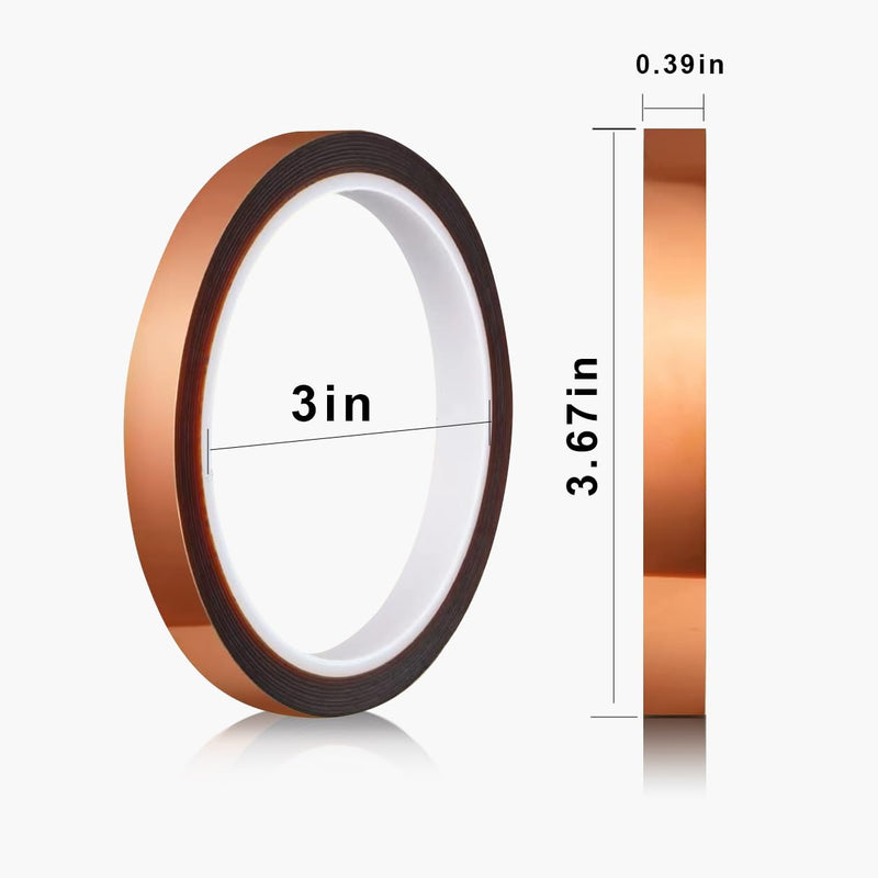 Heat Tape for Sublimation, 2 Rolls 0.5 Inch x 108Ft Polyimide Heat Resistant Tape, High Temp Thermal Tape for Heat Press Soldering, No Residue Heat Transfer Tape for Circuit Board 3D Printing 10MM
