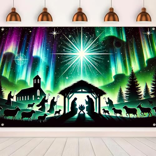 BlissYard Christian Manger Backdrop Star Christmas Decorations 71 x 43 Inch