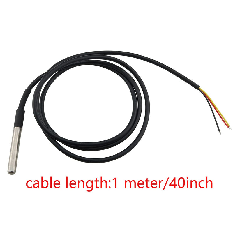 [Australia - AusPower] - ZCZQC DS18B20 Temperature Sensor Module Kit Stainless Steel Probe Terminal Adapter 100CM Digital Sensor Cable for Raspberry Pi 