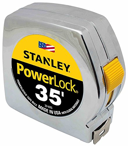 STANLEY PowerLock 35-foot pocket tape measure with durable case and retractable measuring blade