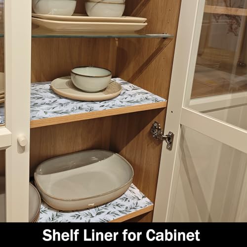 Shelf Liners 24IN x 10FT Non Adhesive and Strong Non-Slip 23.6"W x 118.1"L Leaf