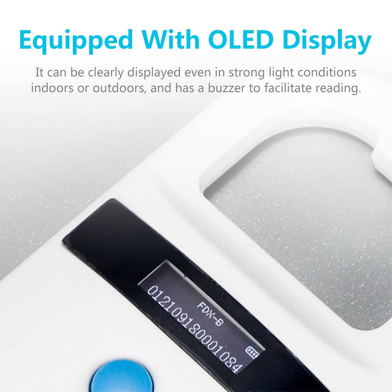 [Australia - AusPower] - Dog Microchip Reader, Pet Microchip Scanner with OLED Display Screen, Pet Chip ID Scanner Supports FDX-B (ISO11784/11785) and EMID Microchips, for Animal Management 