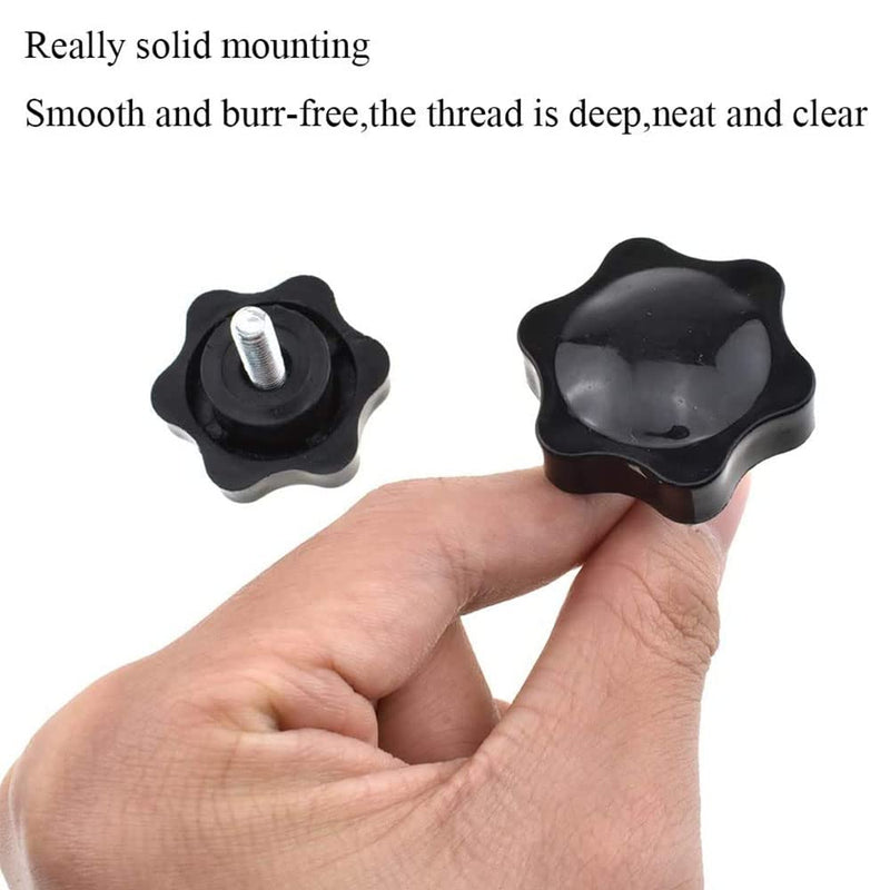 [Australia - AusPower] - HAHIYO Hex Handle Threaded Knobs Star Bump Shape M8 16mm Screw Length 38mm Head Diameter Clamping Handgrip Nut Screw Combined Tightly Solid Plum No Tool Needed for Table Stand Deck Plastic 2pcs M8x16#38-2Pcs 