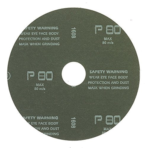 Mercer Abrasives 5-inch 80 grit aluminum oxide resin fiber disc with 7/8-inch center hole