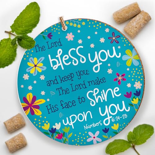 Christian Hanging Decoration or Coaster, Scripture, Bless You (teal) Bless You (Teal)