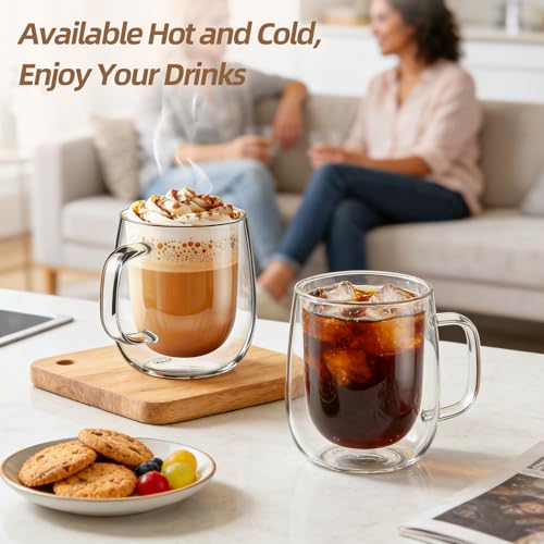 12 OZ Glass Coffee Mug Pack of 4 12 OZ-4 PCS