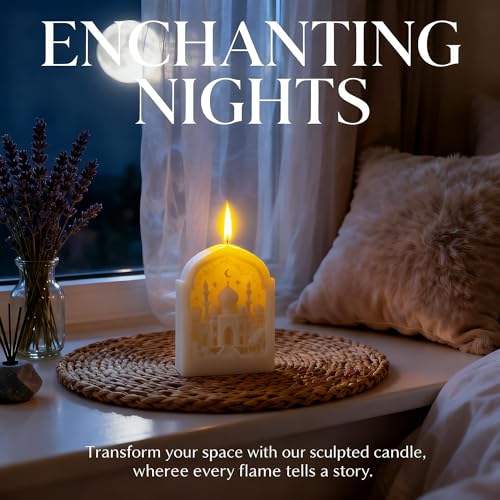 White Carved Islamic Religious Theme Scented Candle White-Palace