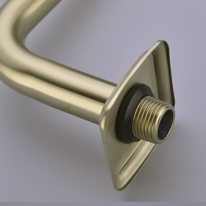 TRUSTMI 13 Inch S-Shape Shower Arm with Flange, Stainless Steel Pipe Extra Long Replacement Shower Head Holder, Brushed Gold Round