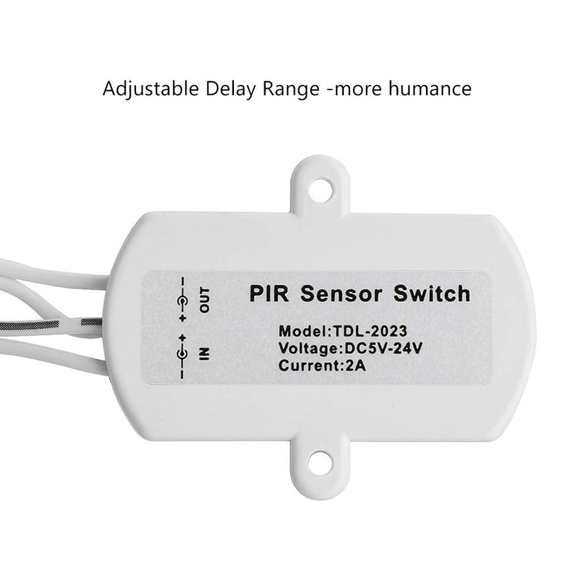 DC 5V-24, 2A Motion Activated Sensor Switch, PIR Motion Sensor Switch, DIY LED Lighting with USB Interface, Intelligent Detection (White) White