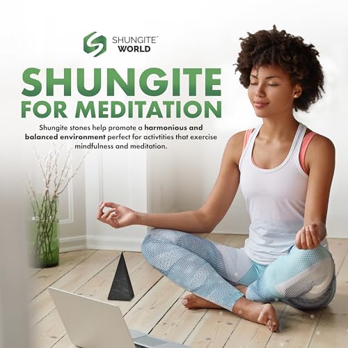 Shungite World 2 pcs Authentic Tall Shungite Pyramids Set 50 mm / 1.96" Polished and Unpolished Chakra Energy Natural Healing Crystal Real Home Protection Desk Decor Meditation Reiki Grounding Stone 50 mm / 1.96"