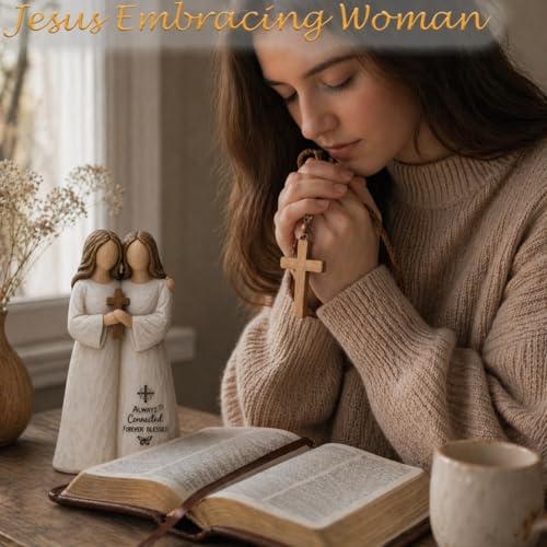 Christian Gifts for Women, Religious Gifts for Women Always Connected Forever Blessed Religious Keepsake Prayer Partner Pastor Church Friend Sister Gift Sculpted Hand-Painted Figurine sisters