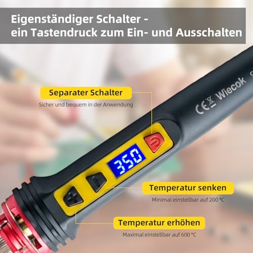 Soldering Iron Set, 100 W LCD, Soldering Iron with Adjustable Temperature 200-600 °C, Soldering Iron with On/Off Switch, 30 g Soldering Wire, 5 Soldering Tips, Desoldering Pump, Soldering Set for | Präzisions Lötkolben Elektronik mit Ein/Aus Schalter, ...
