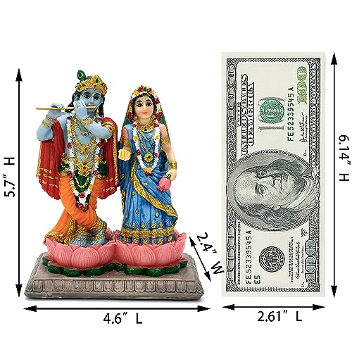 alikiki Hindu God Radha Krishna Statue - 5.7" H Radha Krishna Statue Murti Idol Figurine for Indian Couple Pooja Murti Item Altar Shrine Meditation Yoga Spiritual Decor Puja Item
