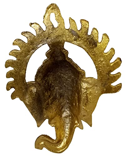 Purpledip Metal Wall Hanging Surya Ganesha: Ganapathi Vinayaka Plaque, Multicolor (12190A)