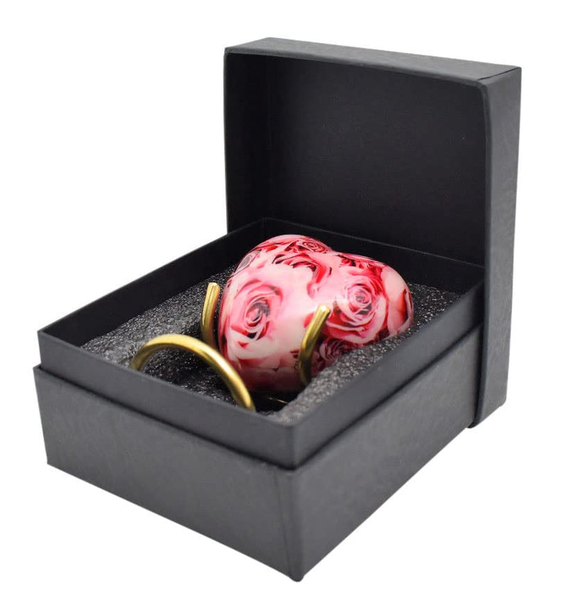 BOLD & DIVINE Urns for Human Ashes Adult Female and Men, Burial Urns, Decorative Urns, Funeral Urns, Cremation Urns for Women - Pink Rose, 1 Small Keepsake Heart with a Stand