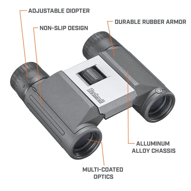 Bushnell Powerview 2 8x21 Binoculars, Compact Folding Binoculars with Roof Prism Design, For Birdwatching, Outdoor Sports, Concerts