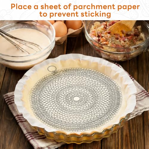 Stainless Steel Pie Crust Weight Chain - Universal 10-inch pie crust protector and baking weight, suitable for dough and pastries, dishwasher safe. 10 inches