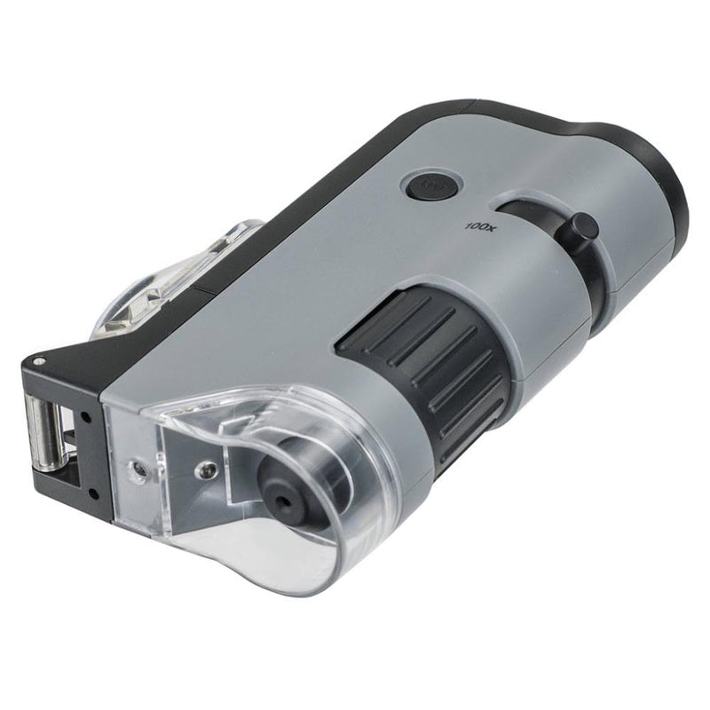 Carson MicroFlip 100-250x LED Illuminated Pocket Microscope with Smartphone Digiscoping Adapter Clip 100x-250x, Pack of 1