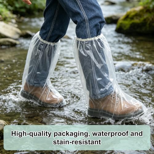 20 Pairs Waterproof Shoe Covers (10 Long + 10 Shorts), Reusable Rain Protectors for Shoes and Boots, Non-Slip Transparent Overshoes with Elastic Band, One Size Universal