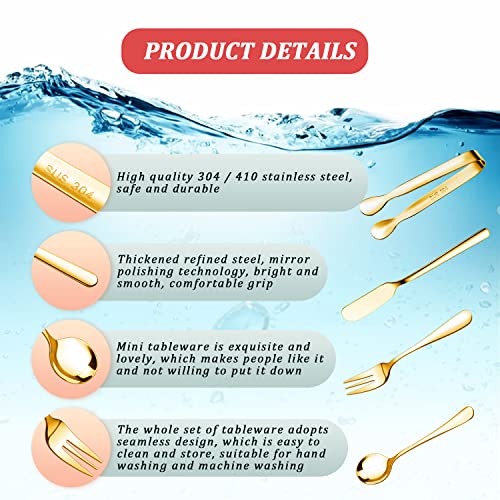 Charcuterie Boards Accessories 64Pcs Cheese Butter Spreader Knives Set Charcuterie Utensils Mini Serving Spoons and Forks Small Serving Tongs Sauce Cups Honey Dippers Toothpick Flags for Pastry Making Gold